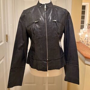 Black leather zippered Arden B jacket Size Medium